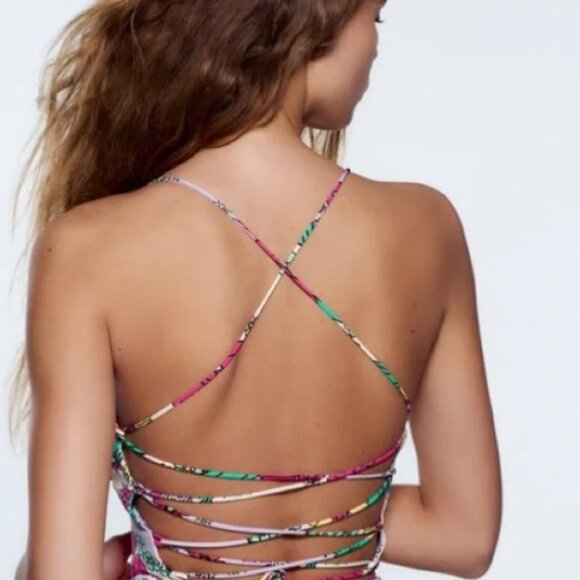 ZARA | Crop Bustier Tank Top Floral | Sz. XS - Picture 3 of 8